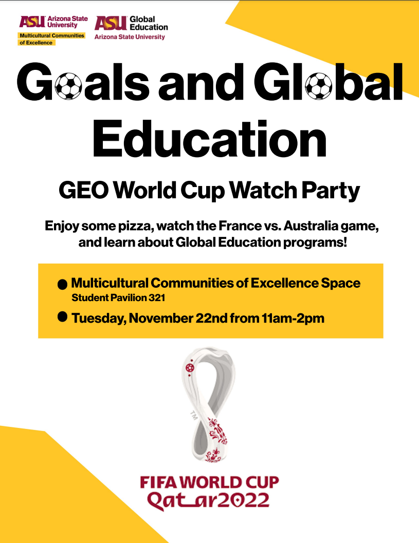 Flier for Goals and Global Education Flier: GEO World Cup Watch Party