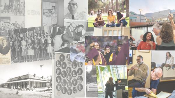 Collage of photos related to history of the ASU Department of English